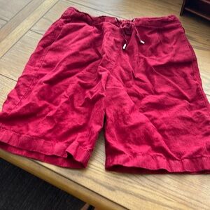 Chicos cherry red linen Bermuda shorts size 1 (medium)